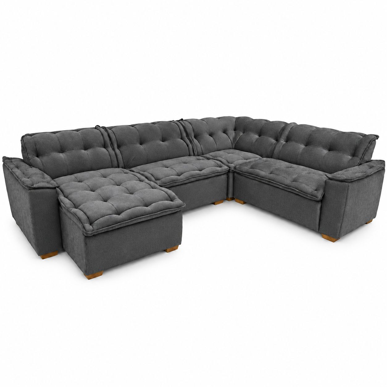 Sofá De Canto Premium 5 Lugares Chaise Inovaflex - GRAFITE