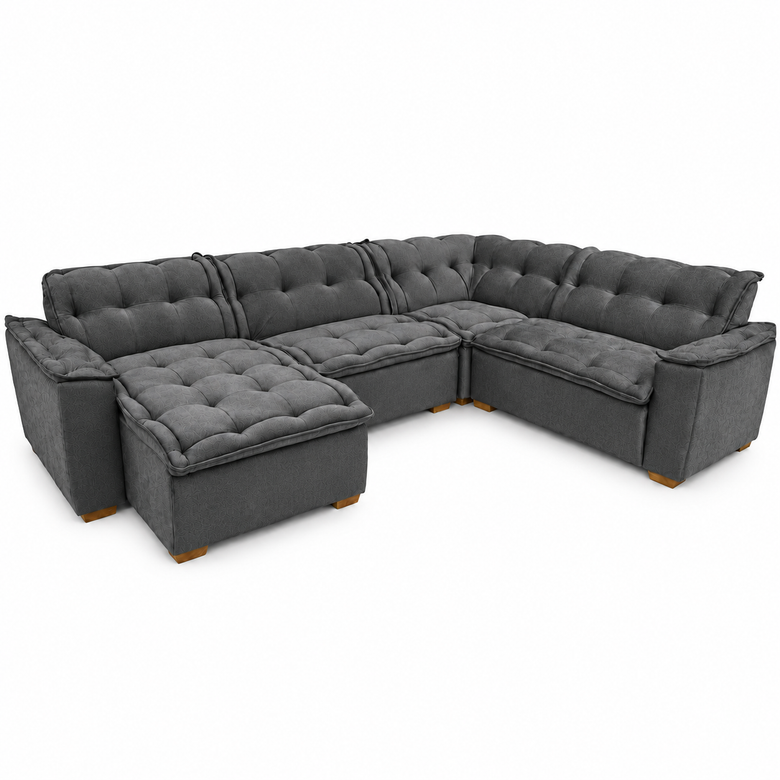 Sofá De Canto Premium 5 Lugares Chaise Inovaflex
