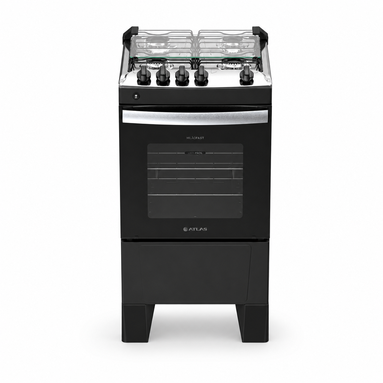 Fogão 4 Bocas Acendimento Automático Milão Fast Atlas - PRETO