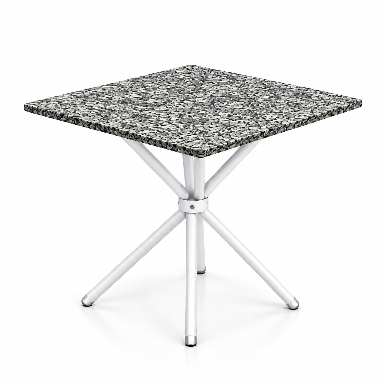 Mesa De Cozinha Com Tampo De Granito - CINZA/BRANCO