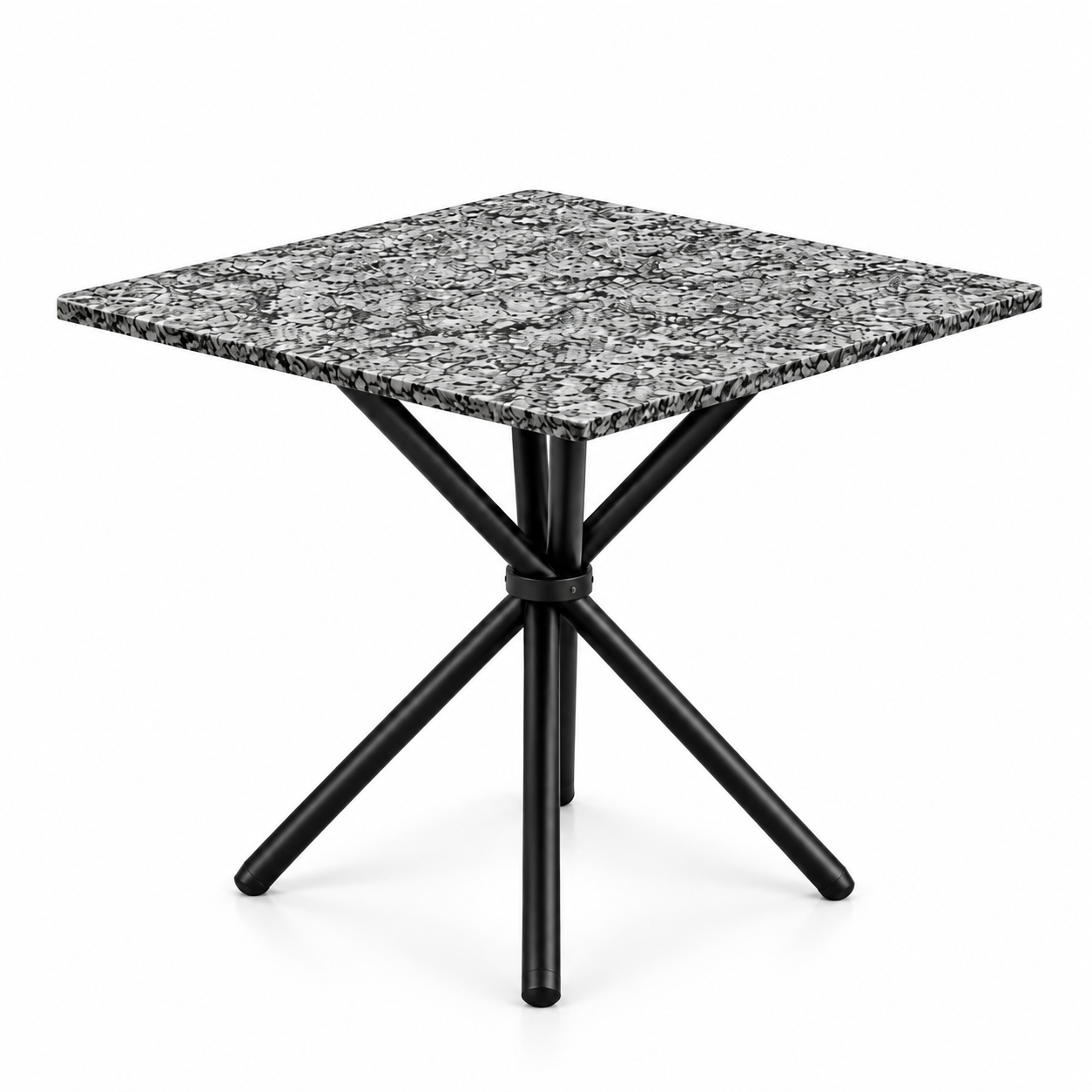 Mesa De Cozinha Com Tampo De Granito - CINZA/PRETO