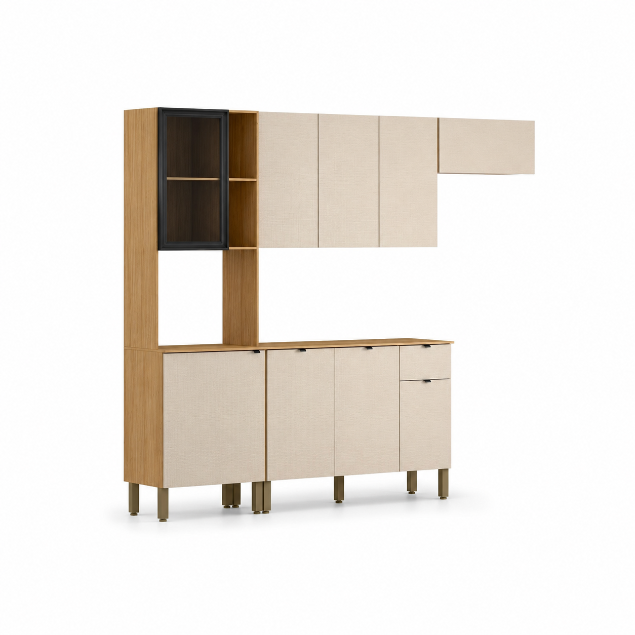 Cozinha Modulada 100% MDF 9 Portas 1 Gaveta Vert Plus Kits Paraná - FREIJO/SOFT