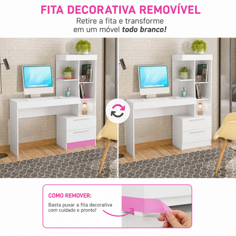 Escrivaninha 2 Gavetas Com Nichos NT2010 Notável Móveis
