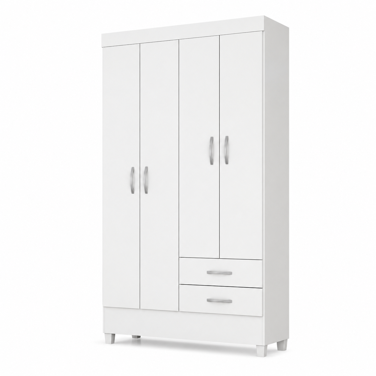 Guarda-Roupa Solteiro 4 Portas 2 Gavetas Astro Demóbile - BRANCO/ROSA