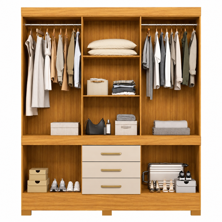 Guarda-Roupa Casal 10 Portas 3 Gavetas com Espelho Murano Demóbile