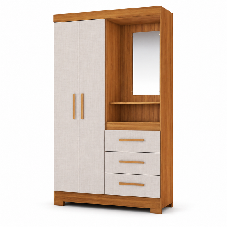 Guarda Roupa Solteiro 2 Portas 3 Gavetas Flex NT6020 Nótável Móveis