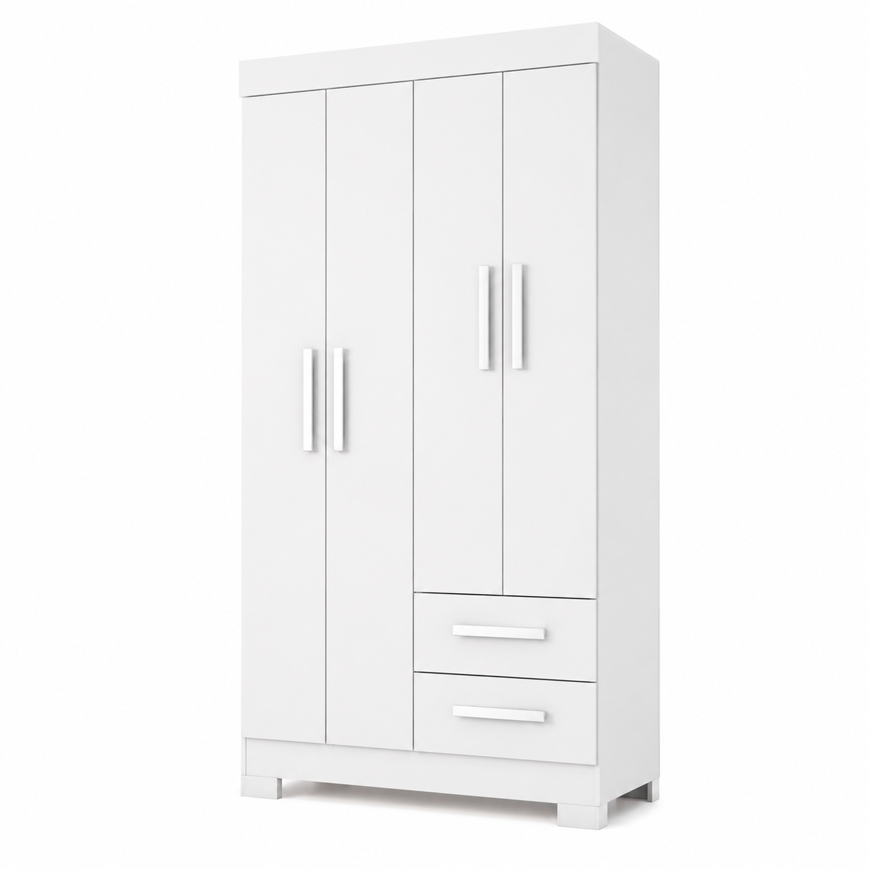 Guarda-Roupa Solteiro 4 Portas 2 Gavetas Nt6010 Notável Móveis - BRANCO/ROSA