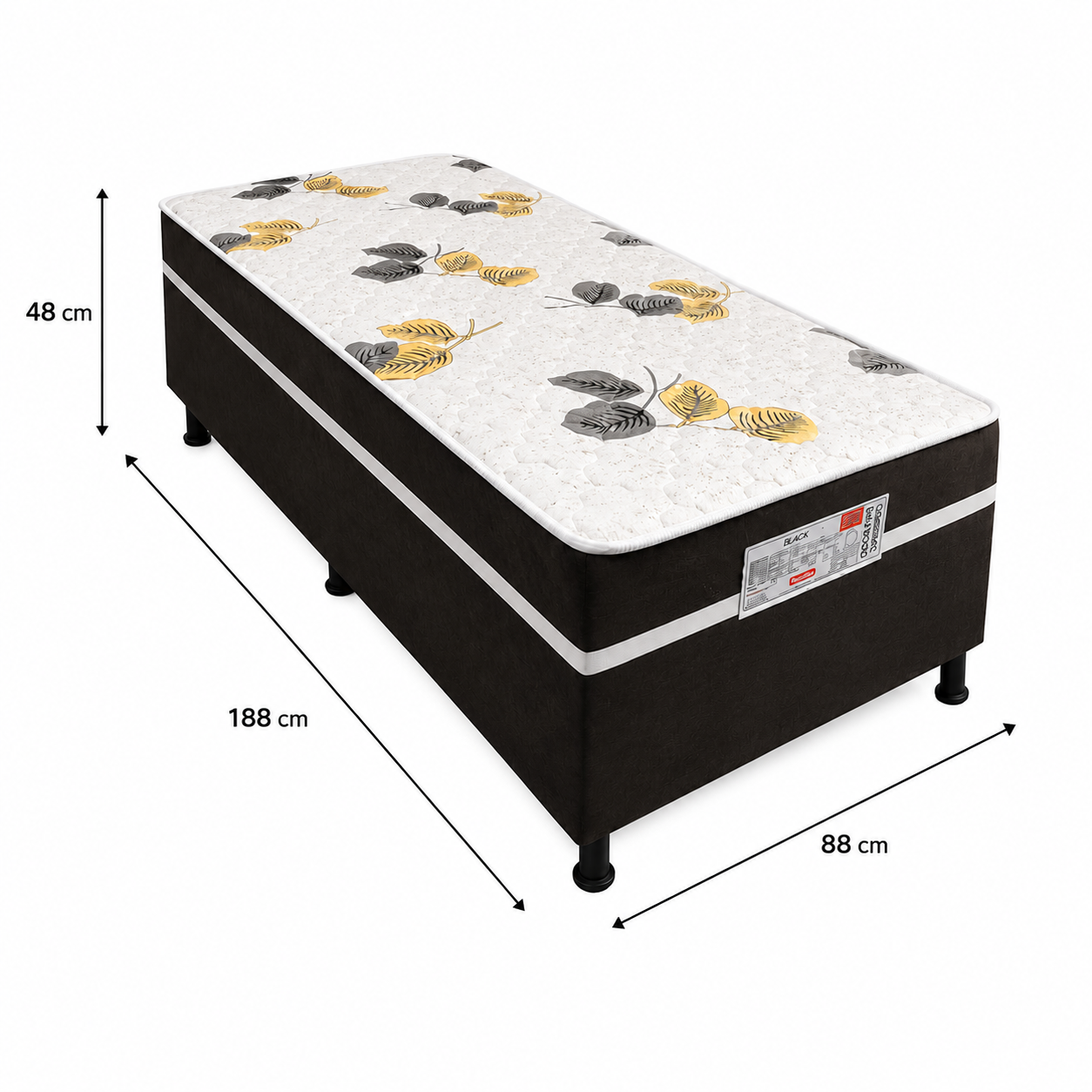 Cama Box Solteiro Conjugada D28 88x188 Black Bacetto