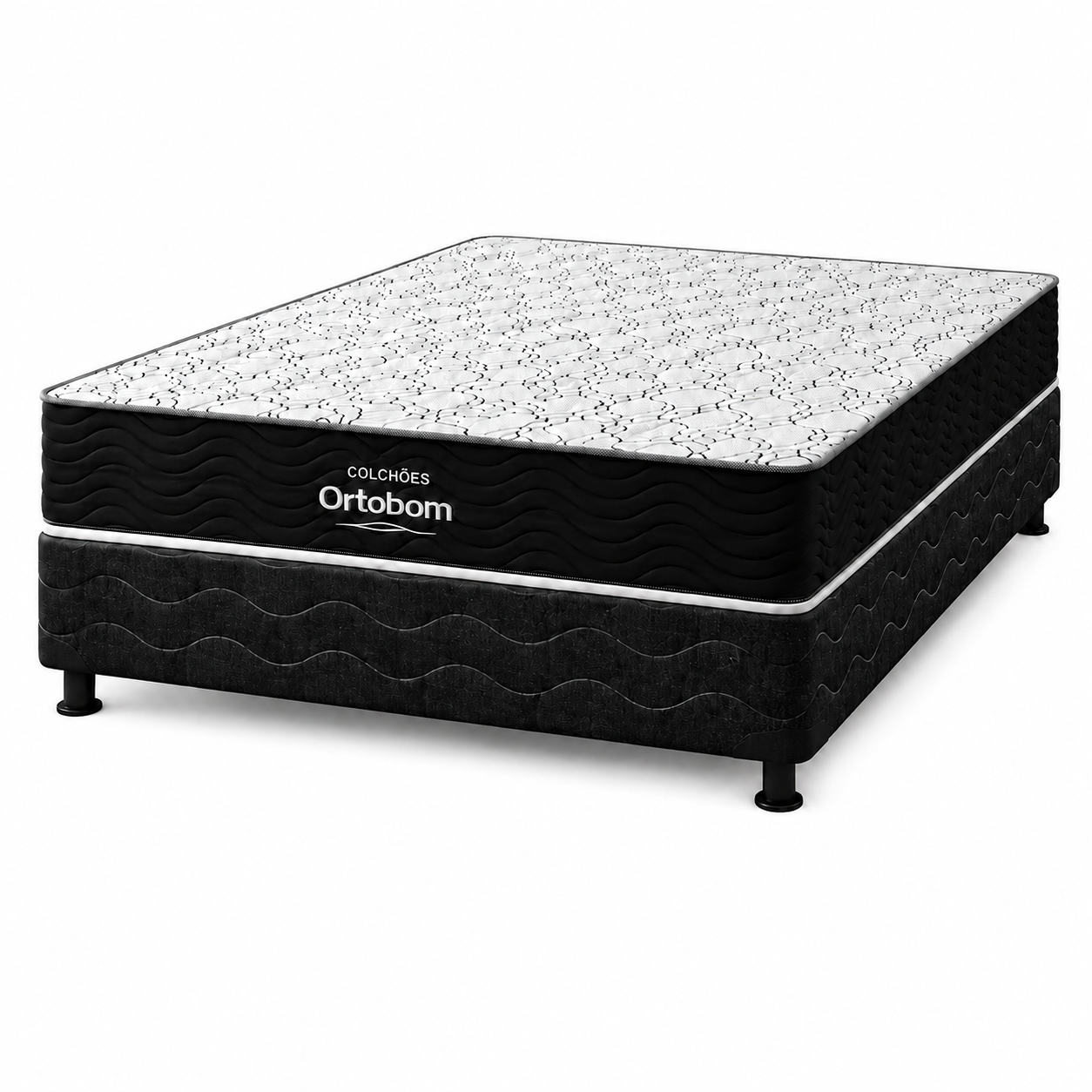 Cama Box Casal (Colchão + Base) D45 Airtech Ortobom - PRETO