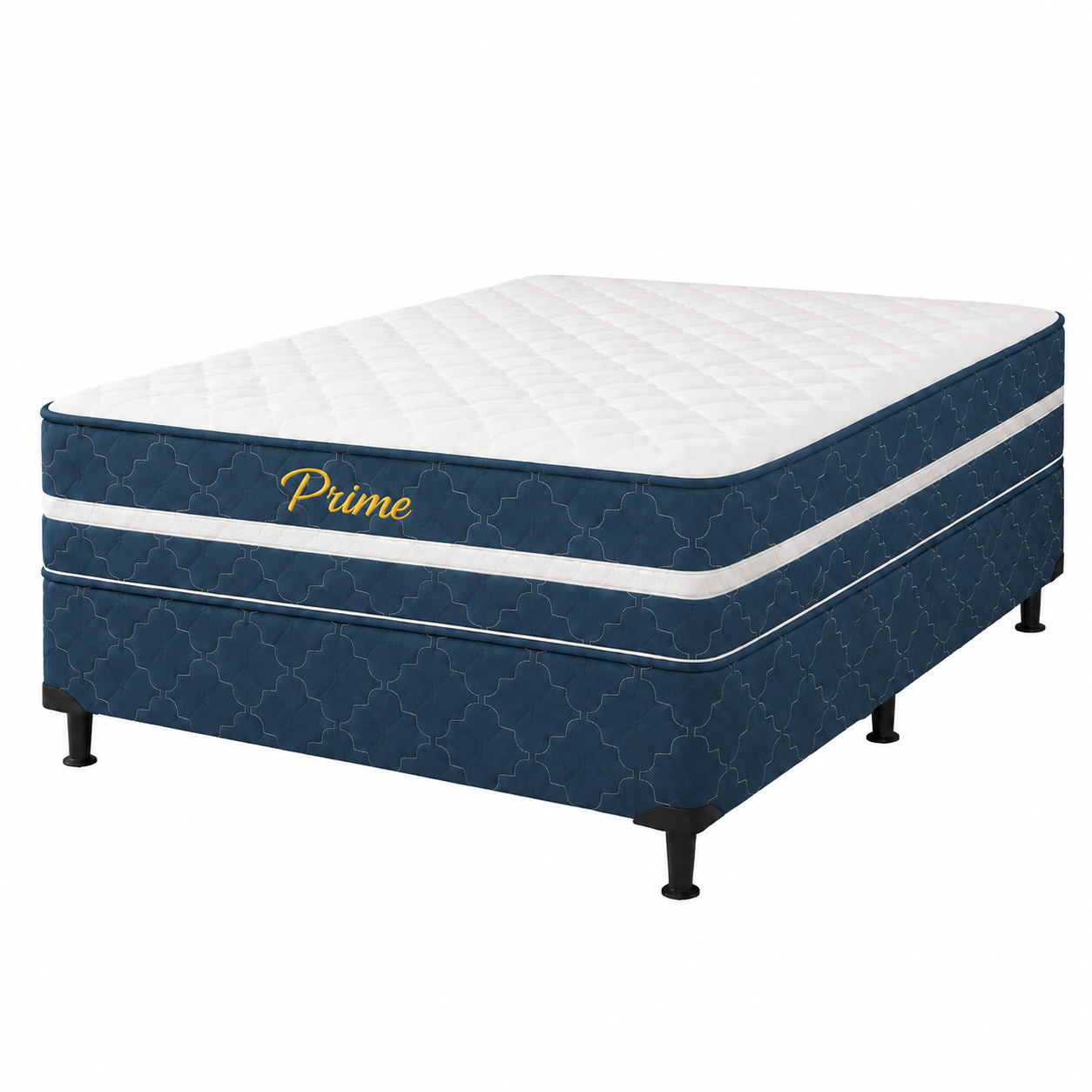 Conjunto Cama Box Casal Molas ensacadas 138x188cm Prime Bacetto - AZUL/BORDADA