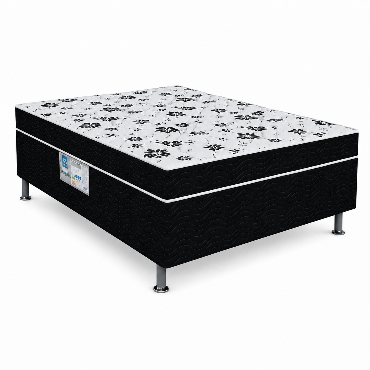 Cama Box Conjugada Casal D28 138x188x43 Union Ortopedic Ortobom - PRETO/BRANCO