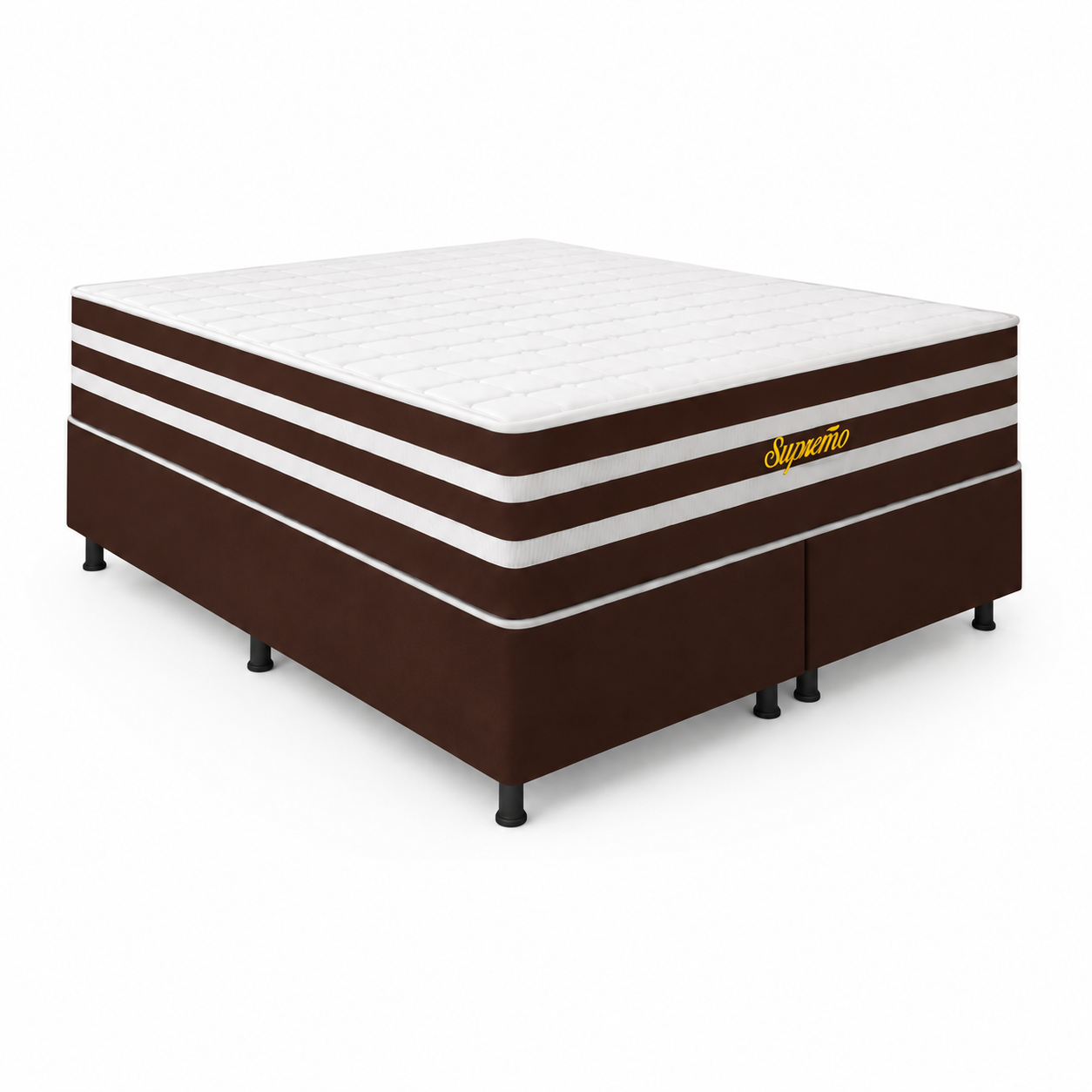 Cama Box Queen (Colchão + Base) 158x198 Supremo Bacetto - BRANCO/MARROM