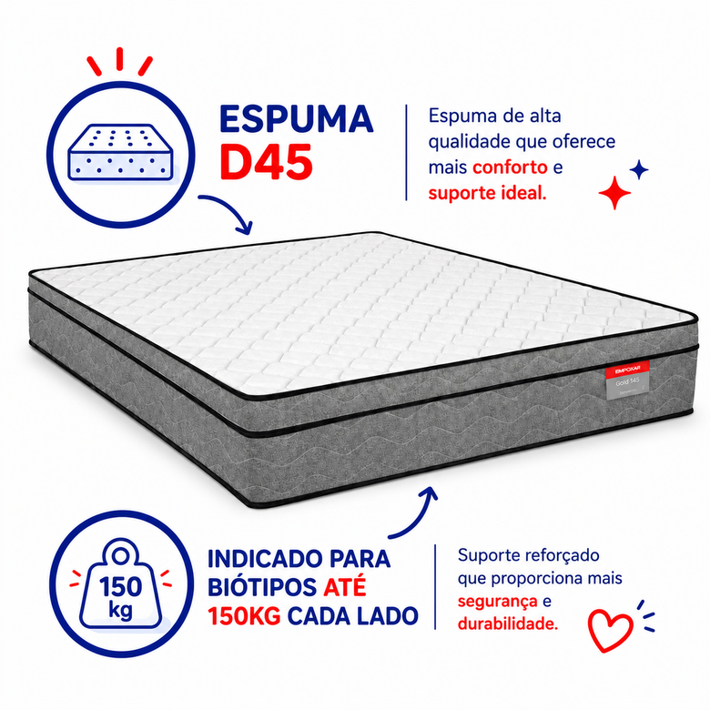 Colchão Queen D45 158x198cm Gold Reconflex