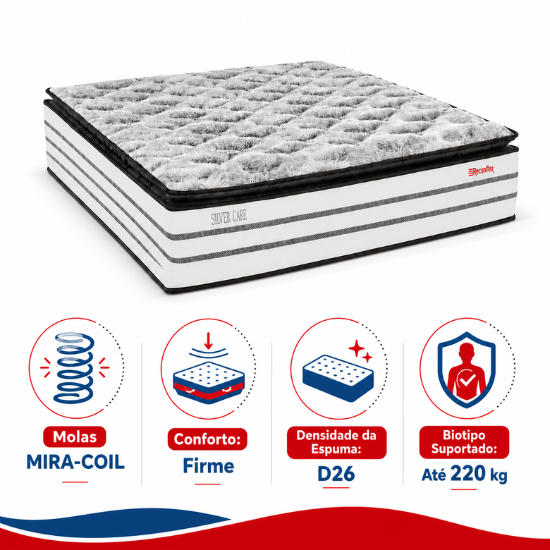 Colchão Casal D26 188x138cm Silver Care Reconflex