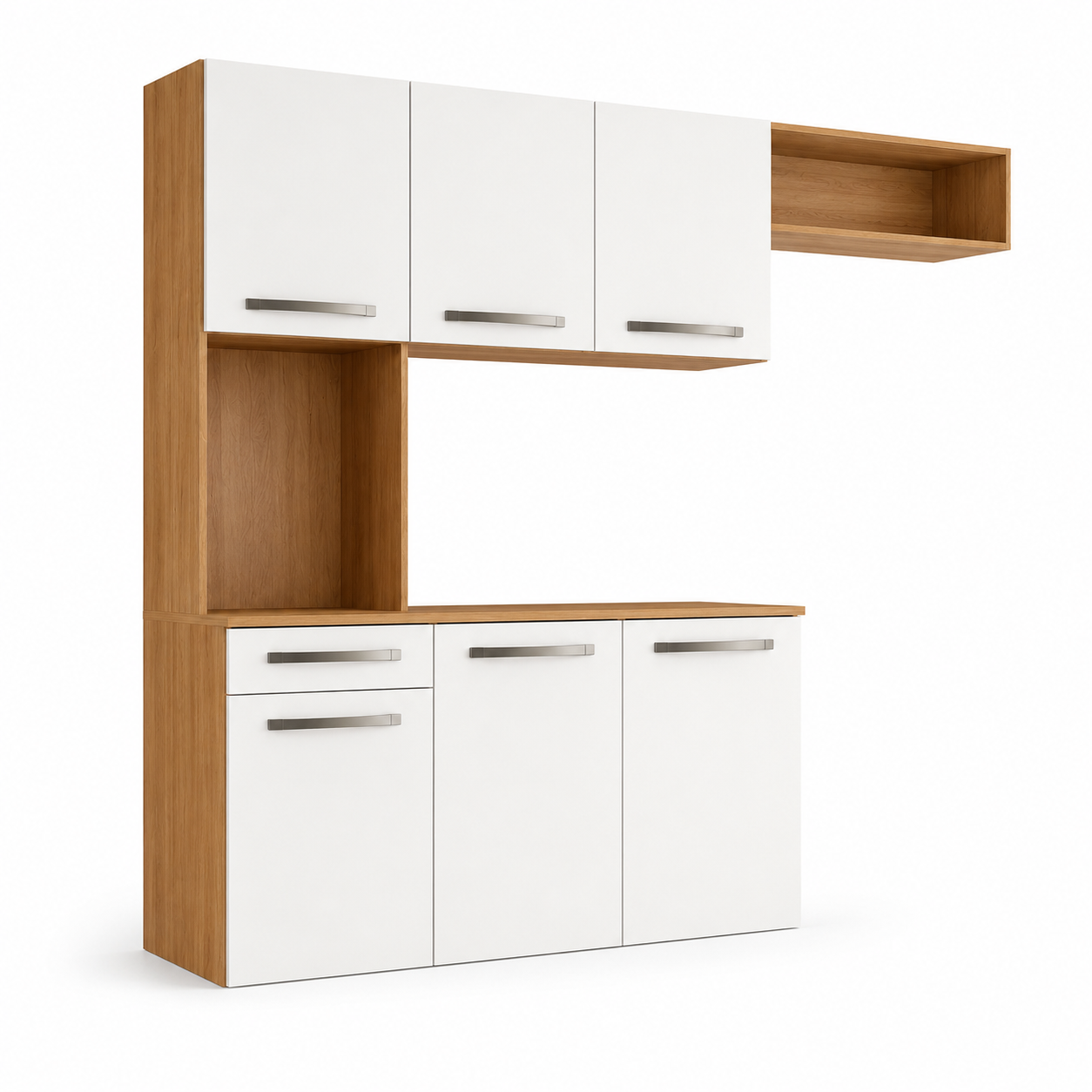 Cozinha Suspensa 6 Portas 1 Gaveta  Belíssima Fiorello - FREIJO/OFFWHITE