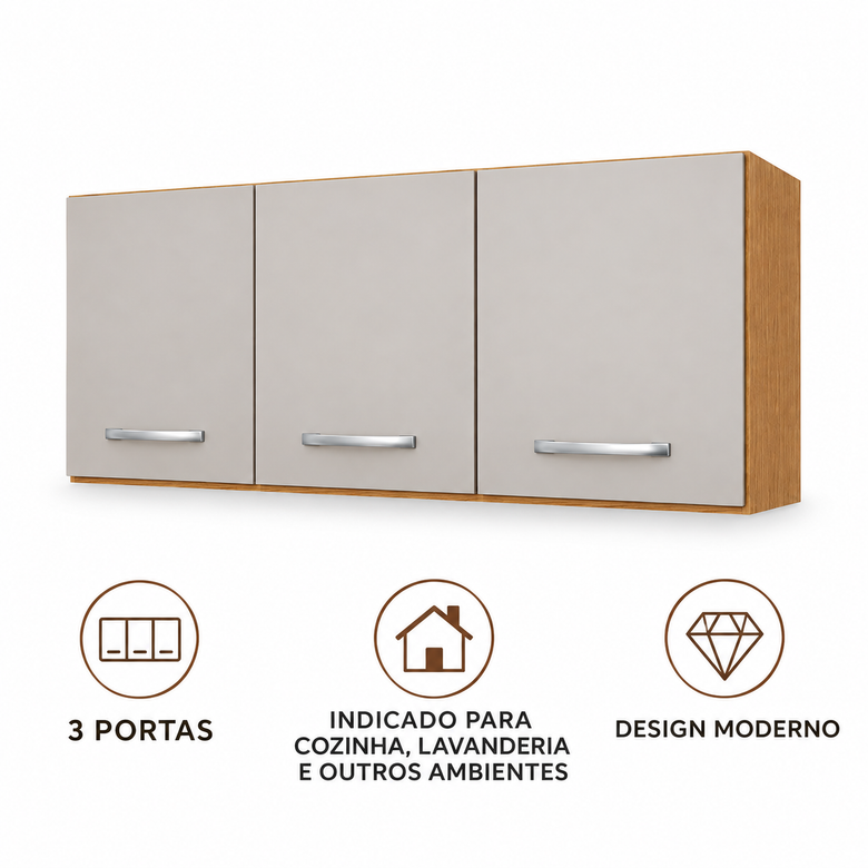 Armário Aéreo 3 Portas Califórnia Rei Móveis
