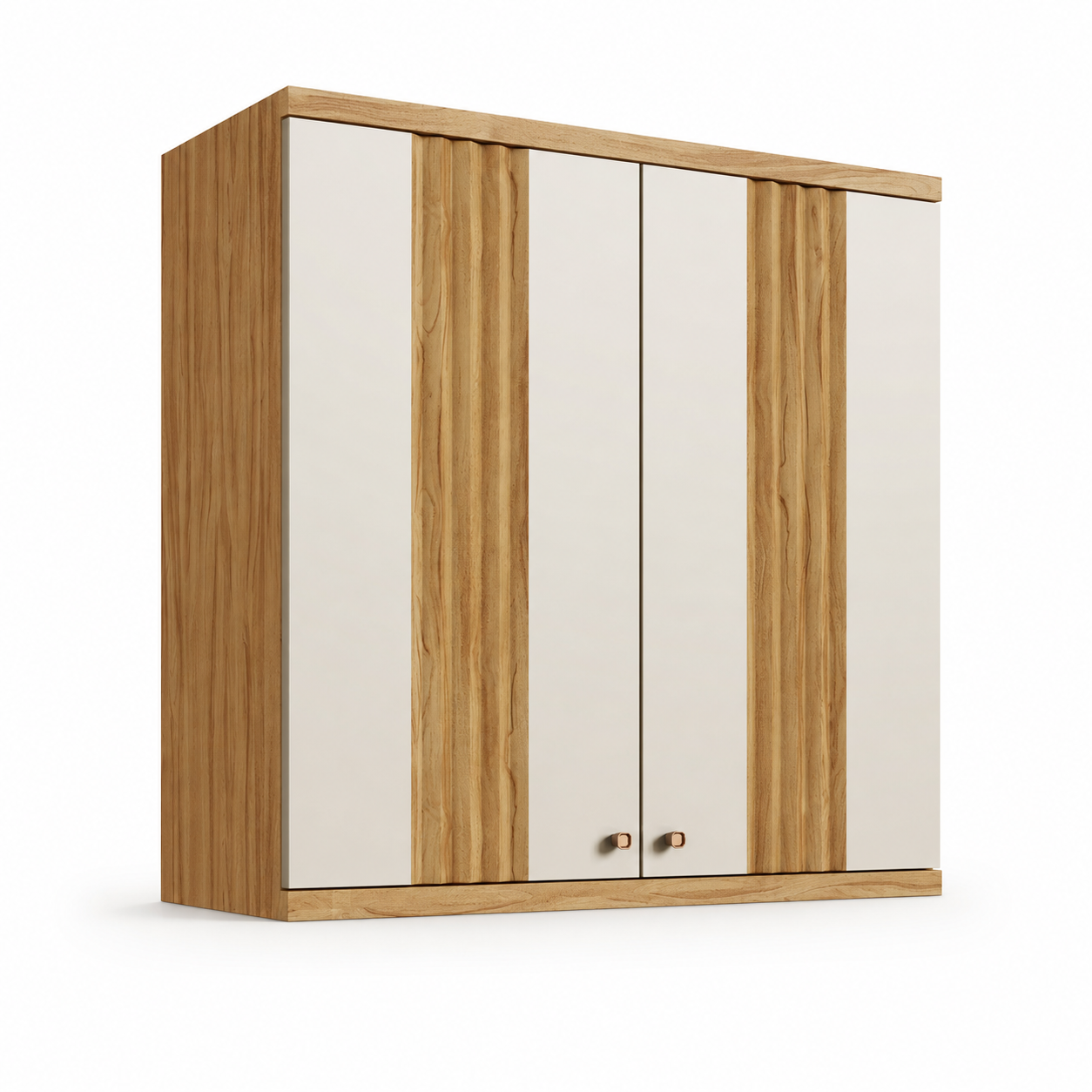 Armário Aéreo de Cozinha 2 Portas 80 Cm Canelado Sauvignon Ronipa - AMENDOA/OFF WHITE