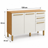 Balcão De Cozinha 100% MDF 120cm 3 Portas 2 Gavetas Carménère Ronipa
