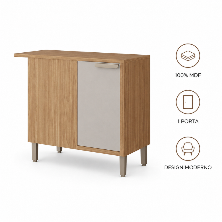 Balcão de Canto 100% MDF 1 Porta 92cm Eloíse MGM