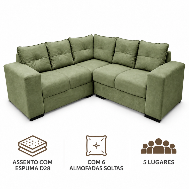 Sofá De Canto 5 Lugares Athena Masterflex