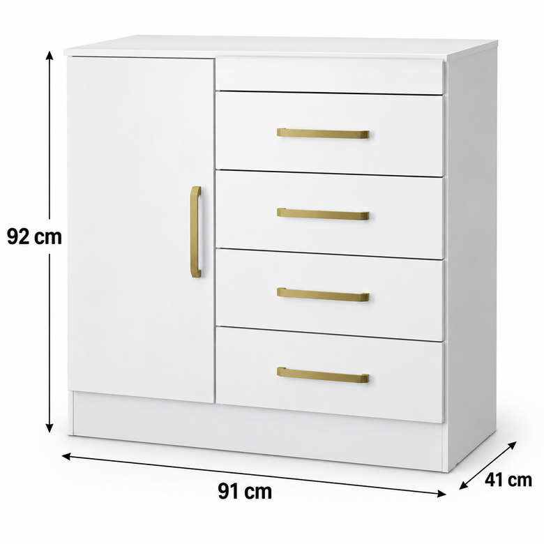Cômoda Com 4 Gavetas 1 Porta Montevideu Demóbile