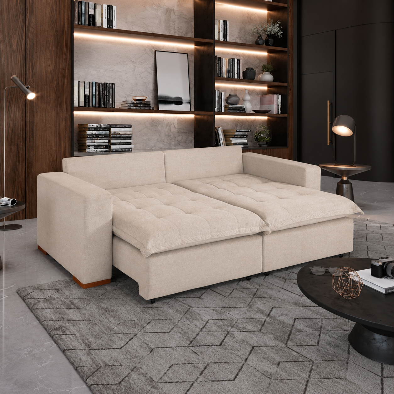 Sofá Cama Retrátil 3 Lugares Milano Design