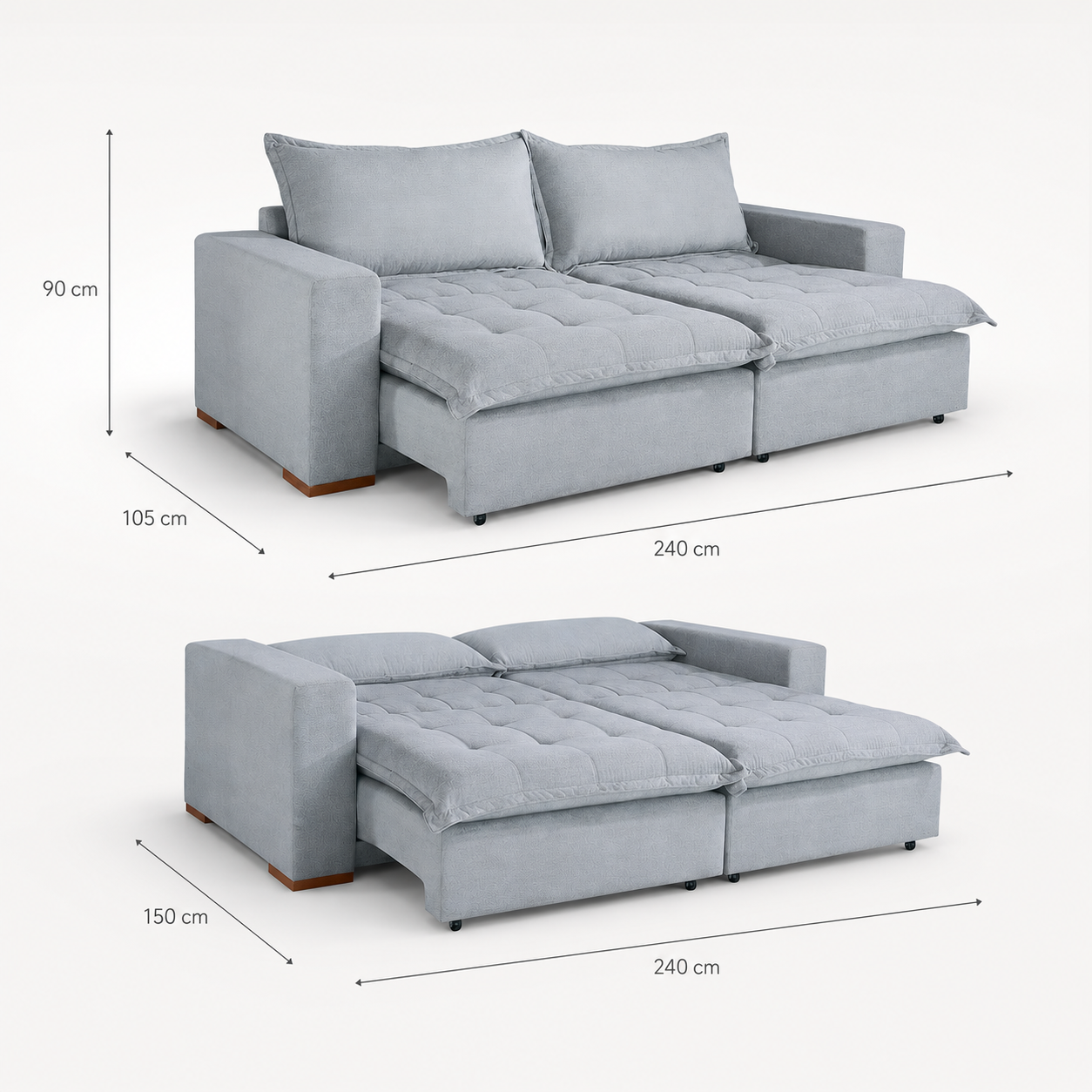 Sofá Cama Retrátil 3 Lugares Milano Design