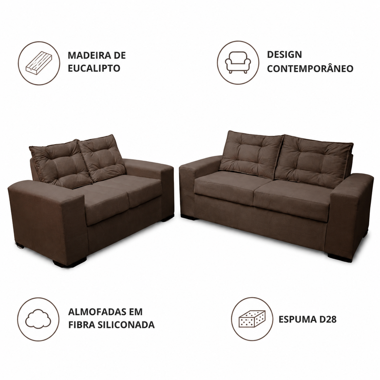 Conjunto de Sofá 2x3 Lugares Torun Masterflex