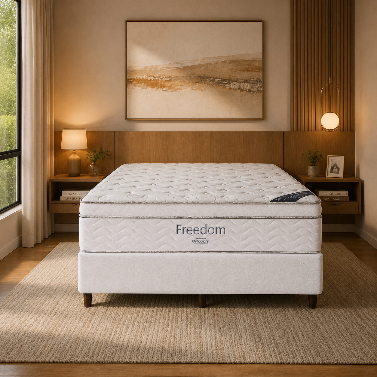 Cama Box Casal (Colchão + Base) 138x188x62 Molas Ensacadas Ortobom