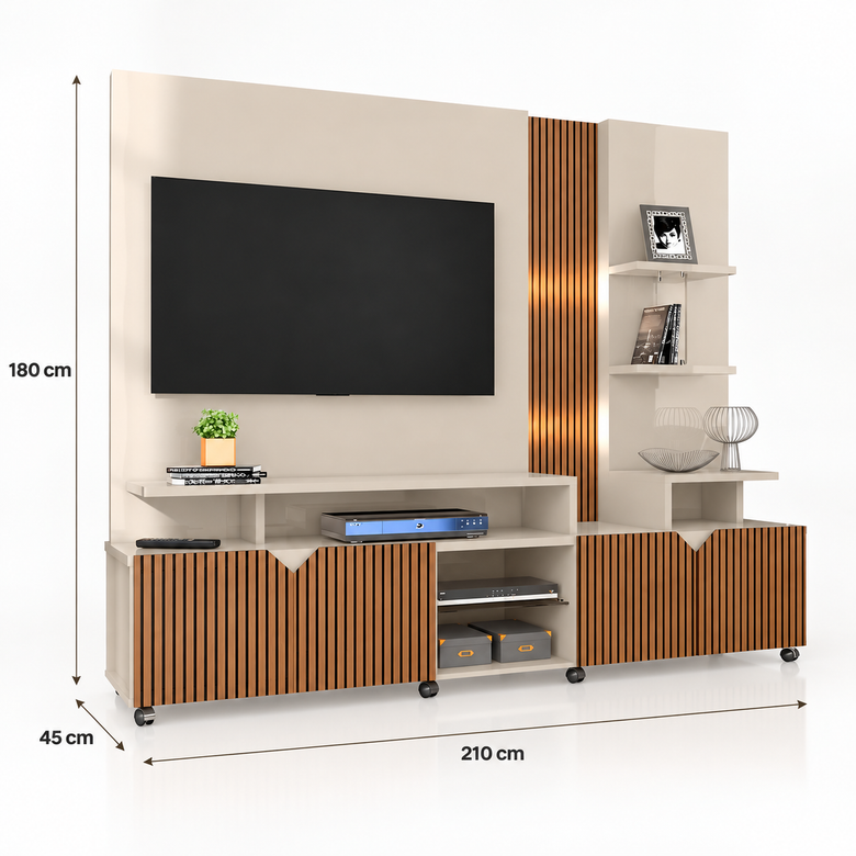 Home Para Tv Até 55" Ripada 3D Cross Lukaliam