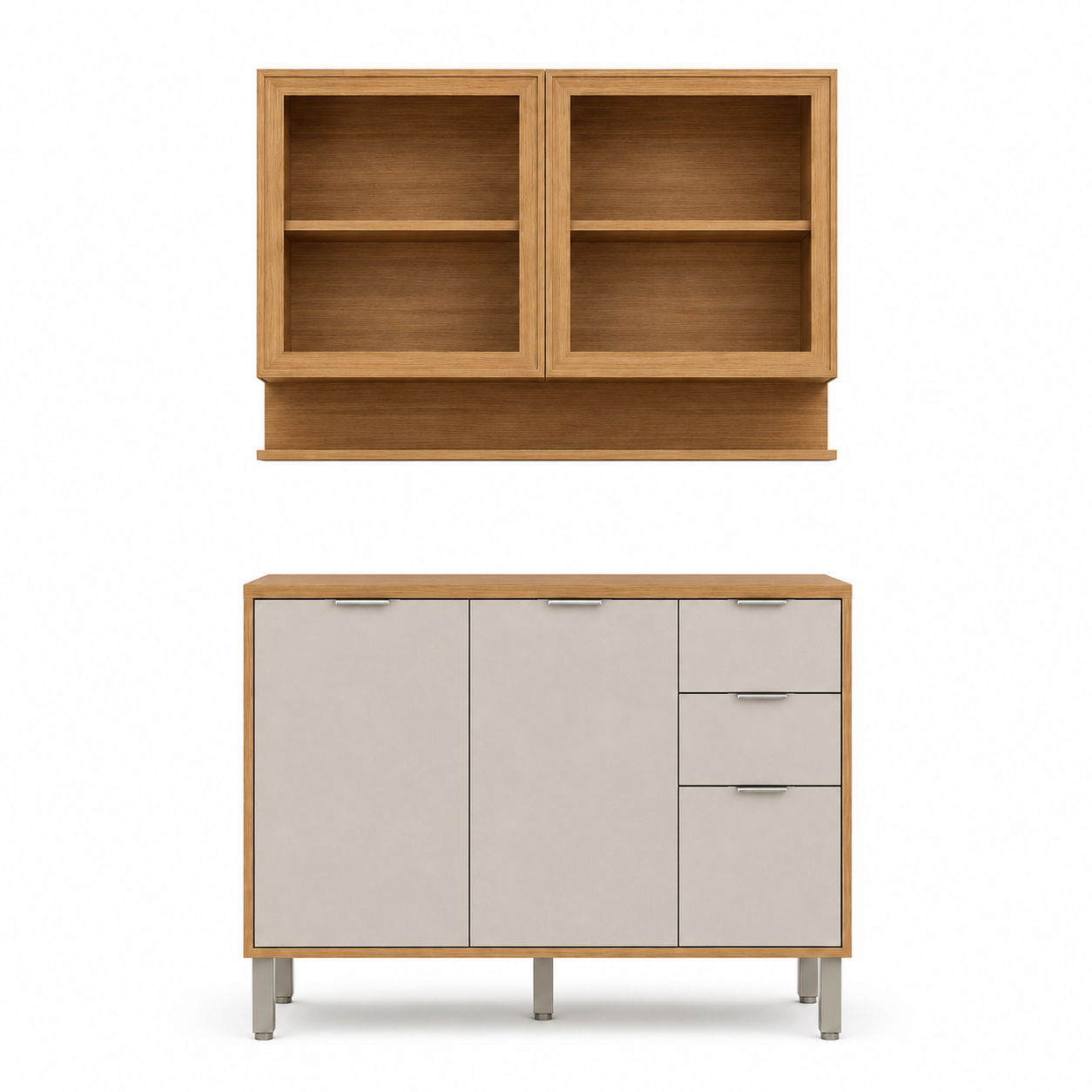 Cozinha Compacta MDF 5 Portas 2 Gavetas Colors Kits Paraná - FREIJO/CINZA
