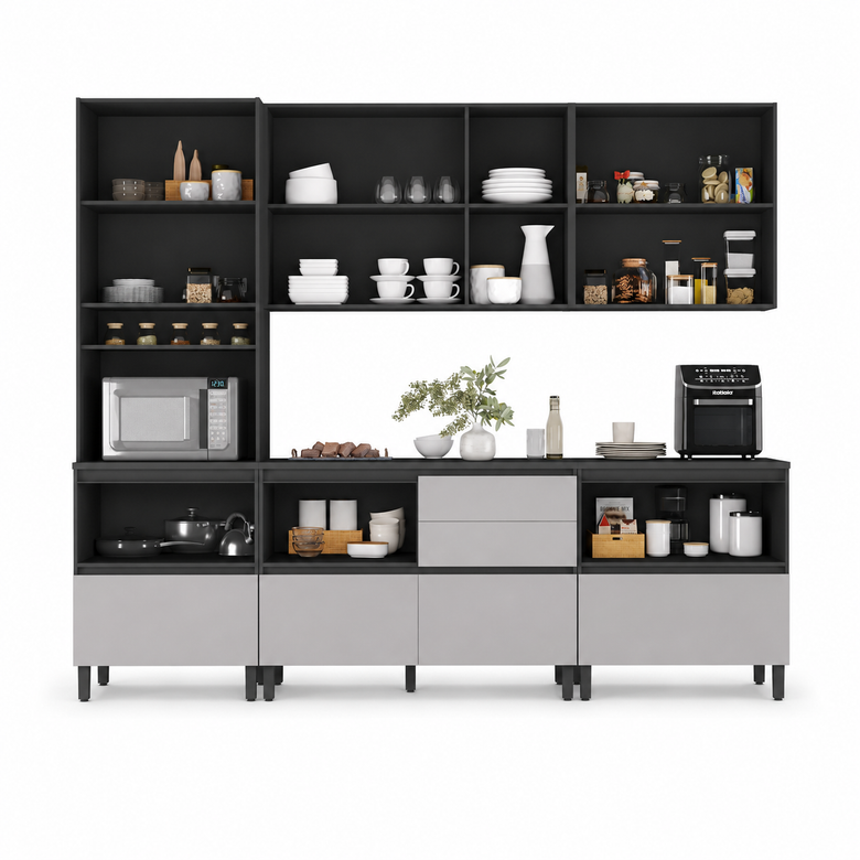 Cozinha Modulada 5 Peças 9 Portas 6 Gavetas Lumina Itatiana