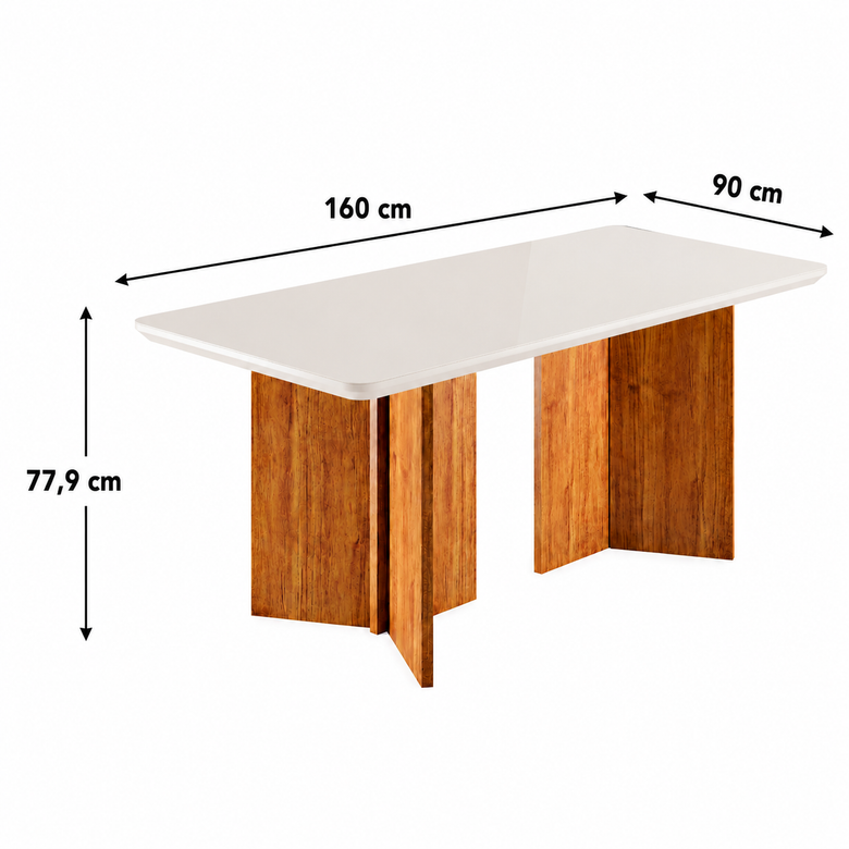 Mesa De Jantar Com Vidro 6 Lugares 160X90cm Monaco Viero Móveis