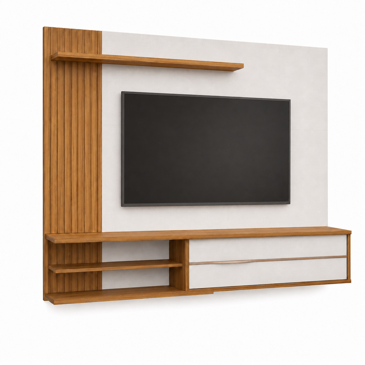 Painel Para TV Até 65" Com LED Ripado NT1355 Notável Móveis - FREIJO/OFF