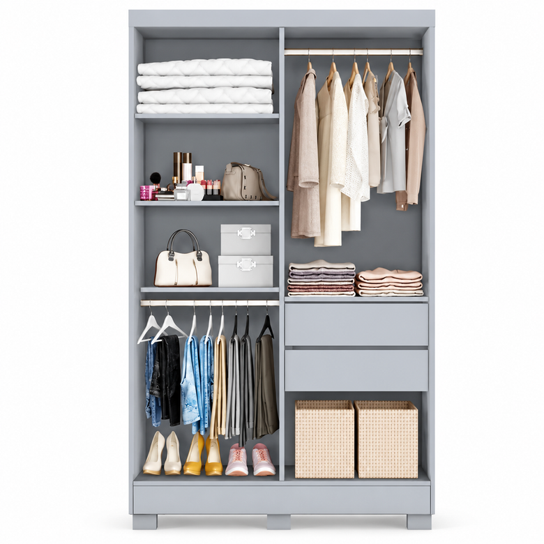 Guarda Roupa Solteiro 100% MDF 4 Portas 2 Gavetas Sergipe Bianchi