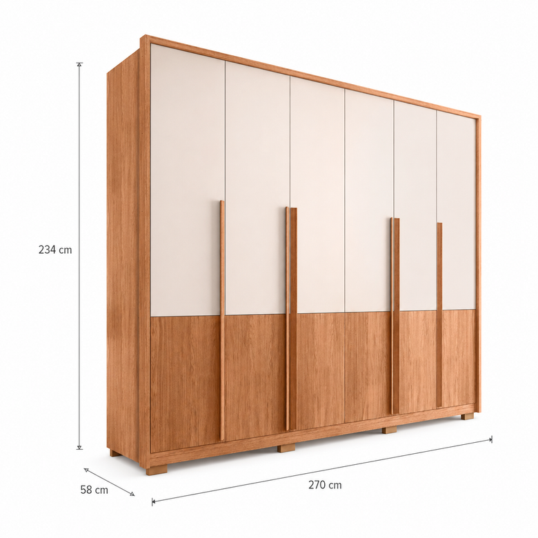 Guarda-Roupa Casal Hopper 2.7 Caemmun com 6 Portas e 6 Gavetas