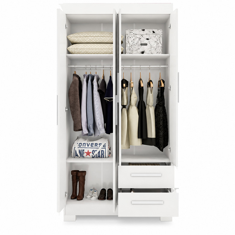 Guarda-Roupa Solteiro 4 Portas 2 Gavetas Nt6010 Notável Móveis