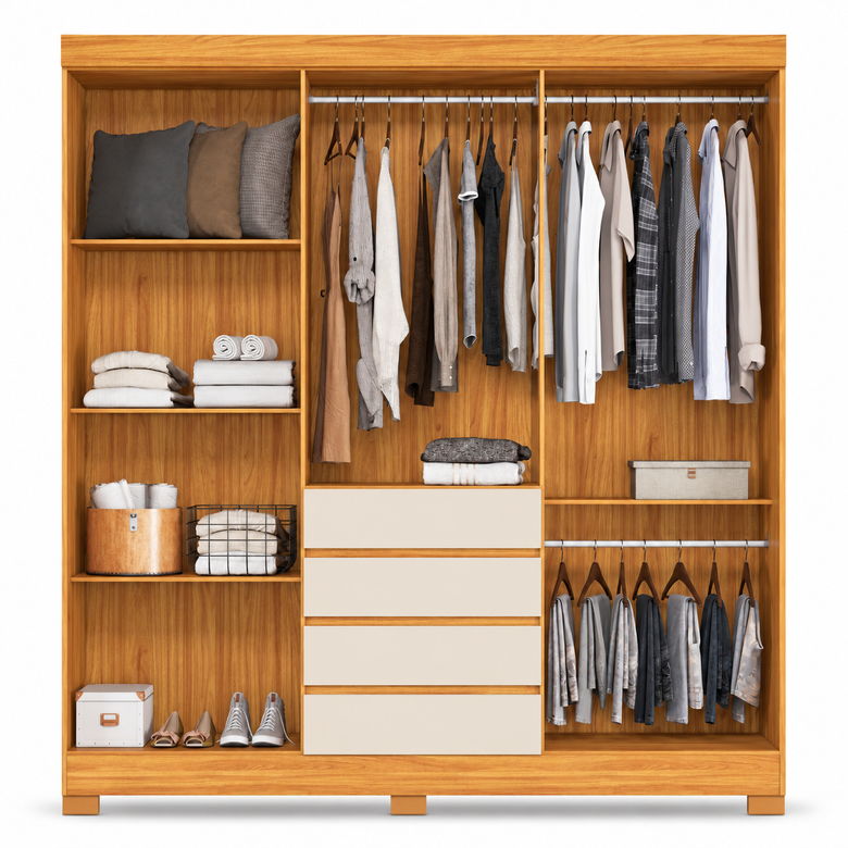 Guarda-roupa Casal 100% MDF 6 Portas 4 Gavetas Com Espelho Ópera Demóbile