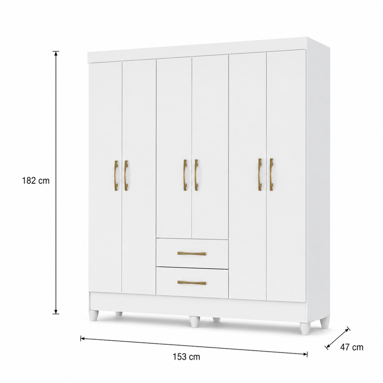 Guarda-Roupa Casal 6 Portas 2 Gavetas Panamá Moval