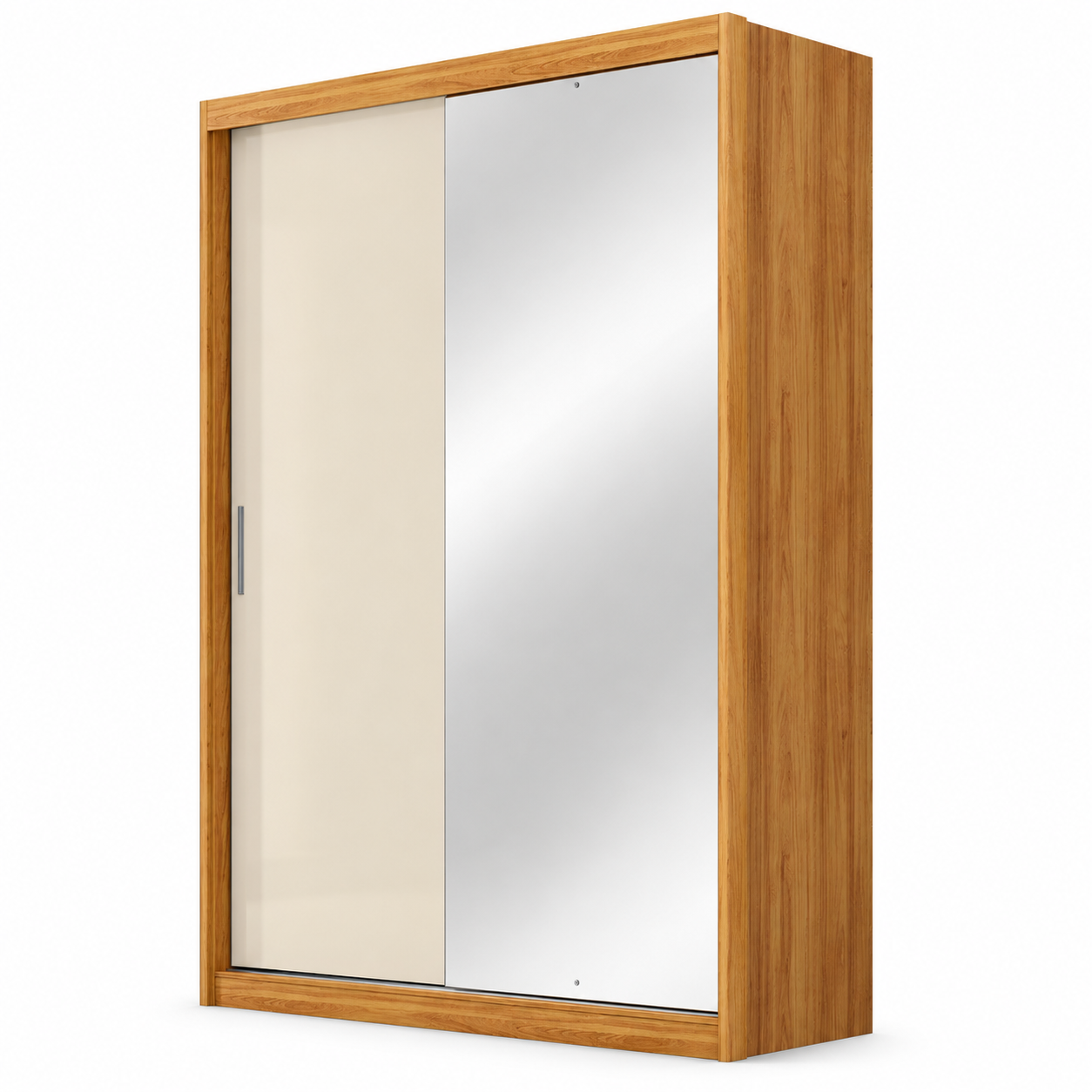 Guarda-Roupa Casal 100% MDF Com Espelho 2 Portas Riva Demóbile - CINAMOMO / OFF WHITE