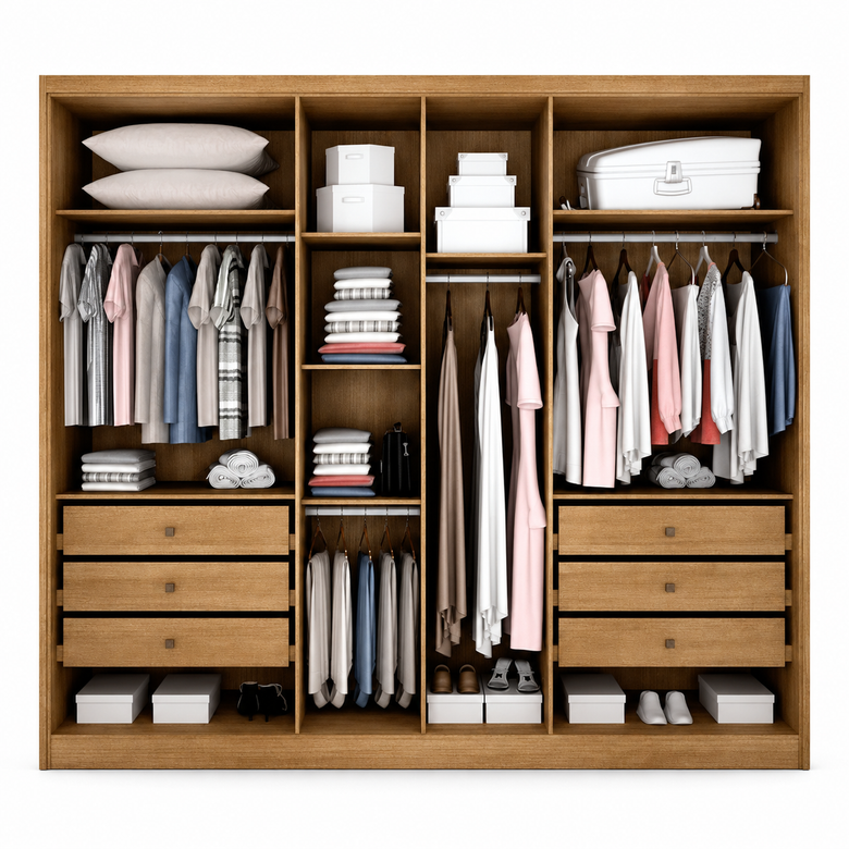 Guarda-Roupa Casal Robust com Espelho 6 Portas 6 Gavetas Novo Horizonte
