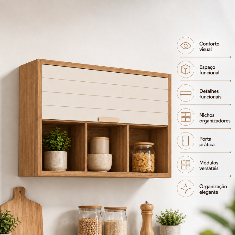 Armário Aéreo 120Cm 1 Portas Basculhante Eloise MGM