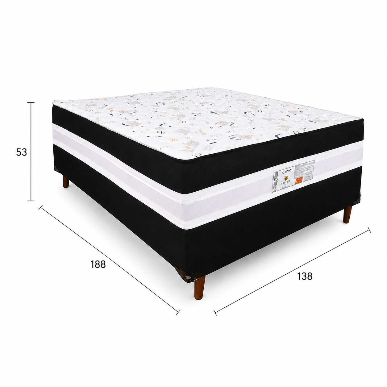 Cama Box Casal Conjugada D28  Ortomedic 138x188x53cm Bacetto