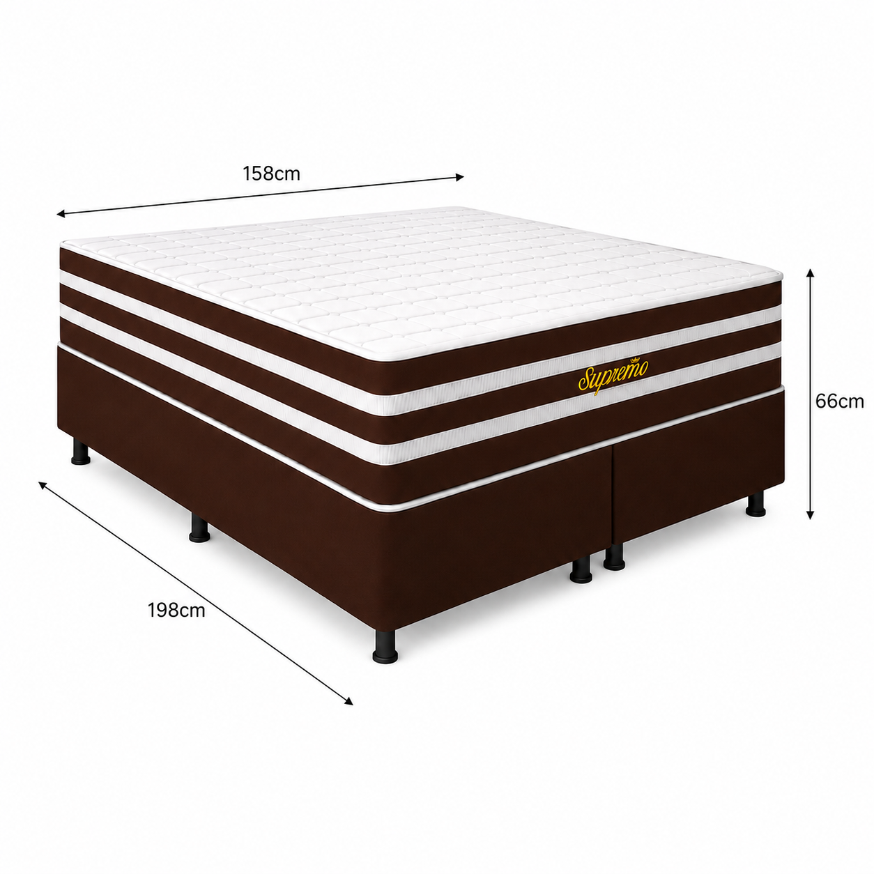 Cama Box Queen (Colchão + Base) 158x198 Supremo Bacetto