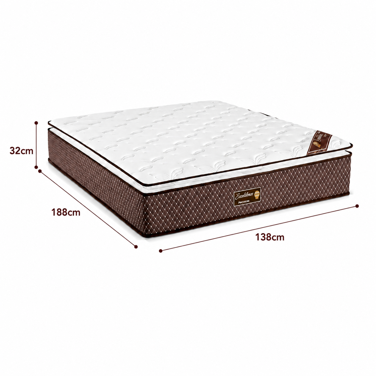Colchão de Casal Molas Ensacadas D28 32X138X188cm Executive Reconflex