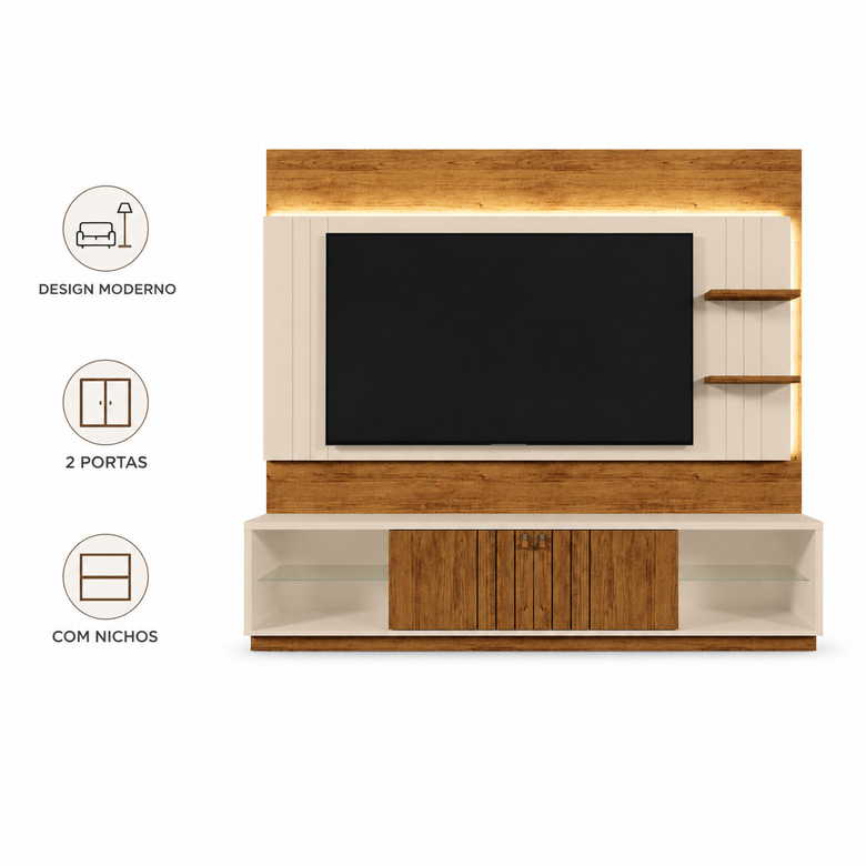 Home Para Tv até 60" Guaiba  2 Portas Com Led Mobler