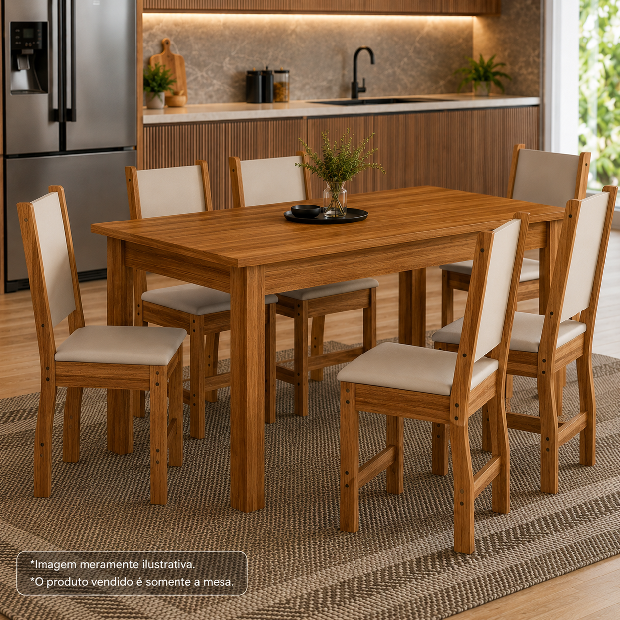 Mesa de Jantar Retangular 6 lugares 150 cm Bellagio Poliman