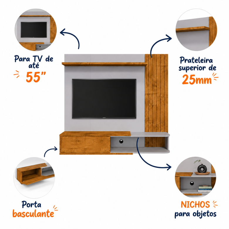 Painel para TV até 55 Polegadas Paraty Bechara