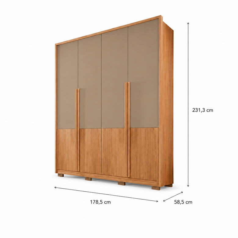 Guarda-Roupa Solteiro 100% MDF 4 Portas 3 Gavetas Francis Caemmun