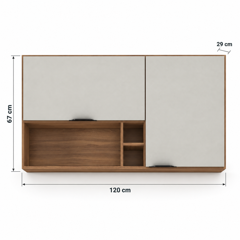 Armário Aéreo 120cm 2 Portas Com Nichos Firenze Demóbile